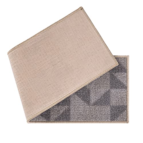 Ottomanson Machine Washable Abstract Geometric Design Non-Slip Rubberback 8.5" X 26" Traditional Stair Treads For Wooden Stairs, 7 Pack, Gray Abstract #TOP5