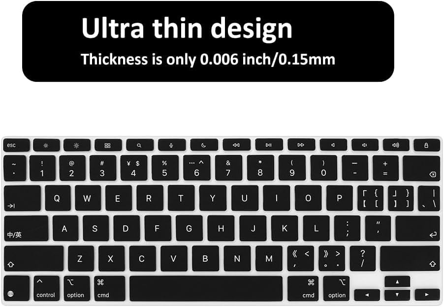 Image of OJOS Silicon Keyboard Cover Skin Made for 2024 Newest iPad Pro M4 Chip 13 inch (A2925 /A2926) Magic Keyboard Premium Ultra Thin Protector Accessories US ANSI Layout (Black)