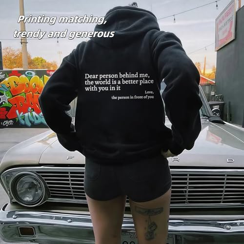 Dear Person Behind Me Hoodie for Women and Men You Are Enough Sweatshirt Graphic Letter Print Sleeve Loose Youth Hoodie Gift3