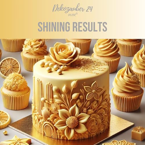 Dekozauber24 Fondant Gold-Caramel, 1.1 LB, for cakes and figurines, gluten free, slight vanilla taste, gold fondant icing ready to roll, for edible cake decoration
