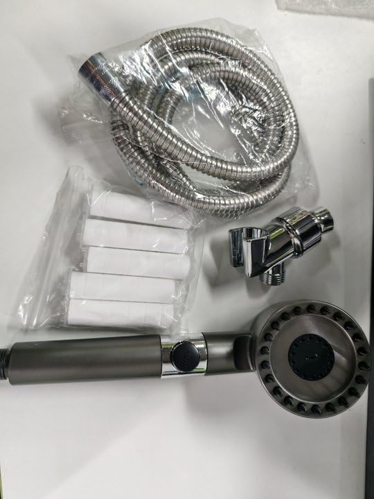 Shower Head with Handheld, Ion Drops Shower Head with 3 Modes Filtered Showerhead, Filtered Showerhead with Replacement Hose, Bracket, 5 Pack Cotton Filters