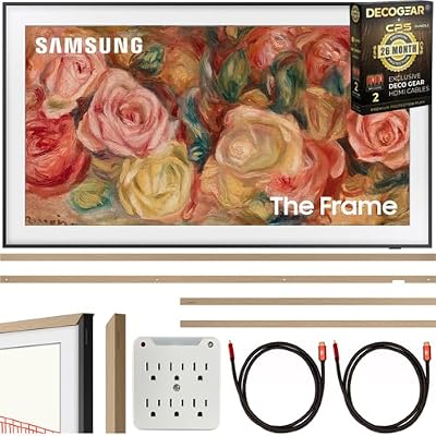 Samsung QN50LS03DAFXZA 50" The Frame QLED 4K Smart TV 2024 Bundle with Modern Teak Bezel, 2X 4K HDMI Cable & Deco Gear CPS Exclusive 26 Month Protection Pack and SurgePro Adapter (BEACH-CPS-261500)