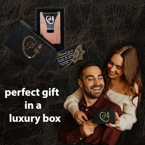 Minimalist Wallet, RFID Wood Card Holder with Money Clip, 15+ Cards, Slim Design, Cherry Wood (Rose)4