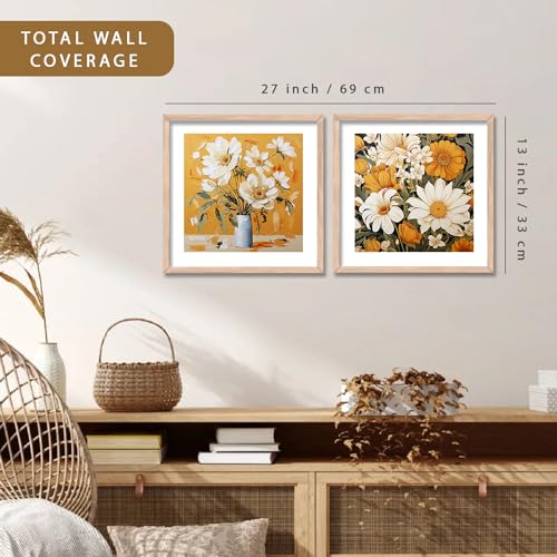 Image of kotart - flower pot wall art Paintings wall hanging for home decoration, Wall frames for home decor Set of 2 Multicolo Size- (10x10) (13x13 inch, I)