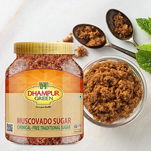 Dhampur Muscovado Brown Sugar Barbados Sugar, Khandsari, Khand For Baking, Natural Chemical Sulphur Free Traditional Unrefined Cane Molasses Rich Sugar, Khandsari Moist Sugar Jar, 800G #TOP3