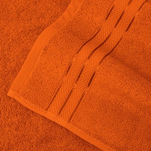 Image of Elegant Comfort Three Line Popcorn Towel Set for Bathroom 16 x 28 inches, Premium Hotel Quality 4-PACK Hand Towels, 100% Turkish Cotton, Soft and Durable,Quick Dry and Highly Absorbent, Vibrant Orange