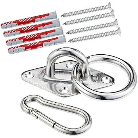 Purovi Wand u. Deckenhaken - Hängesessel Aufhängung, Boxsack Halterung, Hängematte Befestigung - Schwerlasthaken mit 10x6cm Diamant Pad Ankerplatte - Schwerlast Deckenhalterung (1 Stück) Cover