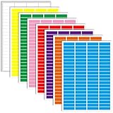672 Pcs Rectangular Coloured Stickers Labels, 11mm x 46mm Rainbow Sticky Label, Coloured Labels Stickers Self Adhesive for Colour Coding, Organising (8 Colour)