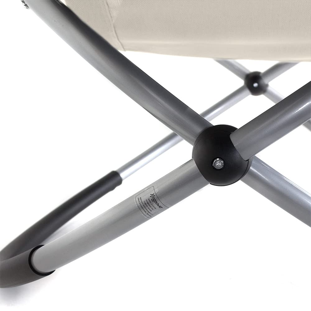 Kingpower Garten Liegestuhl Schaukelliege Campingliege Strandliege Sonnenliege Gartenliege Gartenstuhl Klappstuhl Liege Klappbar Faltbar Relaxliege Beige