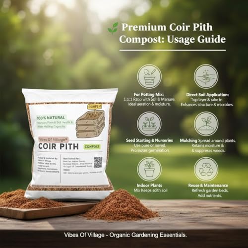 Image of 1 Kg Coir Pith Compost | Organic Coconut Coir Soil Conditioner for Plants
