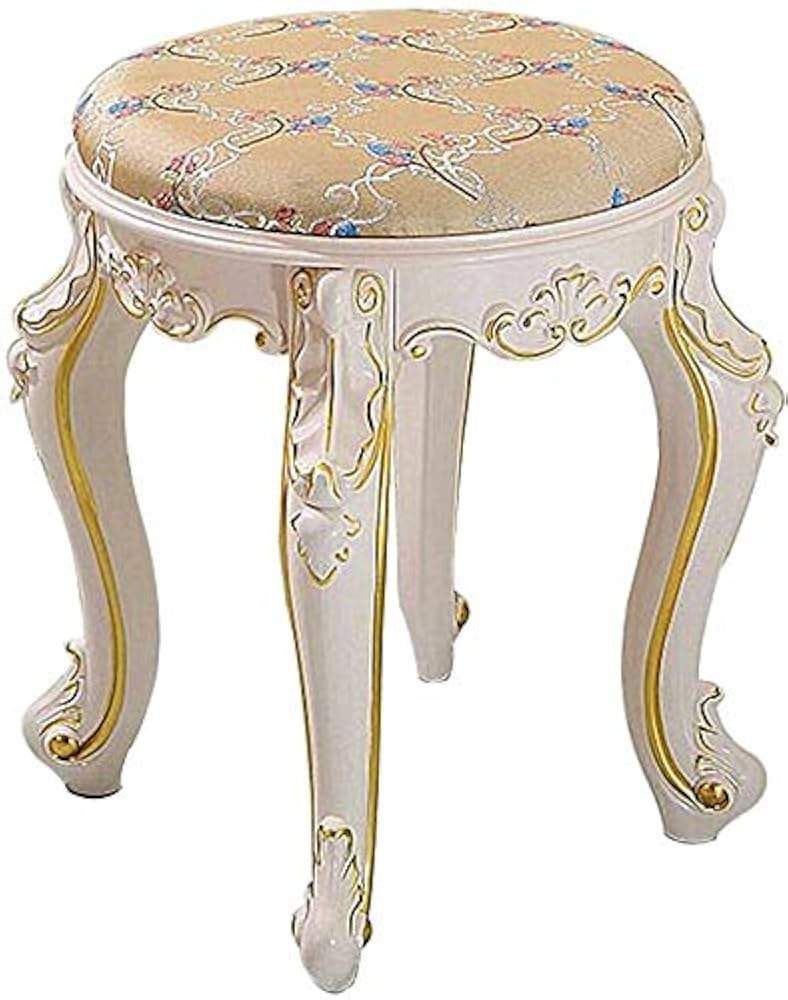 Topcobe Vanity Wood Dressing Stool Padded Piano Seat With Rose Cushion Modern Furniture For Indoor White