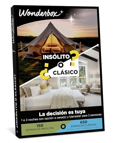 WONDERBOX - Caja Regalo - Insólito o clásico - 800 estancias insólitas o clásicas a Elegir Entre hoteles hasta 4 Estrellas, cabañas, Casas Rurales en la Naturaleza, hoteles con SPA