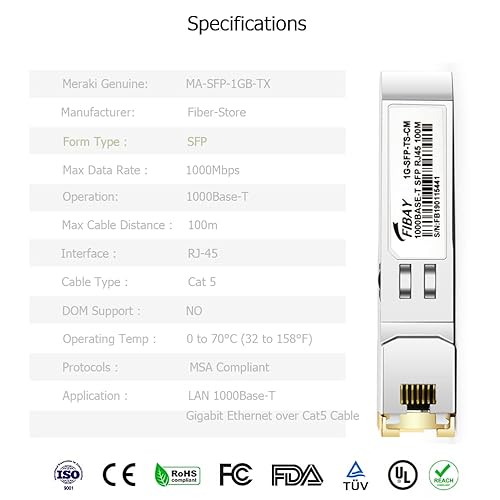 Vista 80 de Módulo óptico del transmisor-receptor de 1000BASE-SX SFP compatible con Cisco GLC-SX-MMD GLC-SX-MM SFP-GE-S GLC-SX-MM-RGD 850nm 1,804.5 ft DDM For