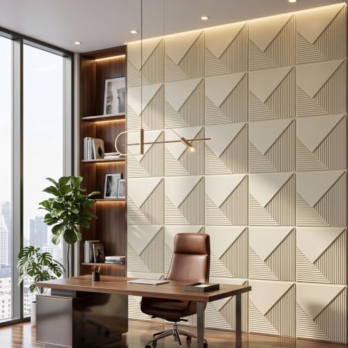 Image of Kayra Decor 3D PVC Wall Panels for Bedroom & Living Room | Plaina Design | White Tail Color | 19.7 x 19.7 Inch | Pack of 18 | 42.48 Sq Ft