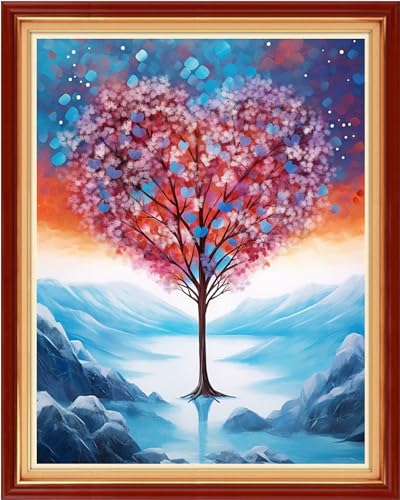 Image of Redxing Stamped Cross Stitch Kits Embroidery kit for Beginners Adults Full Range of Embroidery Patterns Starter Kits DIY Printed Cross Stitch Kits Needlepoint Kits 11CT-Love Tree 16x20 inch