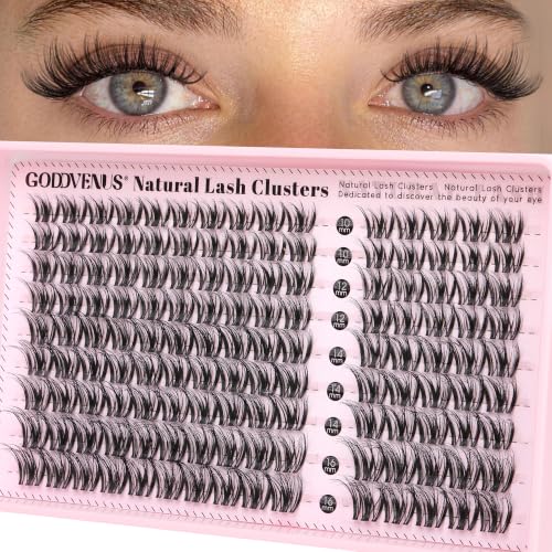 Image of Goddvenus Wispy Lash Clusters Russian D Curl Natural | Eyelash Clusters 10-16mm Individual Lashes, Clump-Free False Eyelashes for DIY Lash Extensions, Old-Money Elegance Look