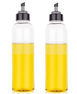 Clazkit Plastic Oil Dispenser Bottle 1 Litre with Easy Pour Spout | Leakproof Kitchen Oil Container | Multipurpose Cooking Oil Storage Bottle for Oil, Vinegar & Sauces | pack of 2