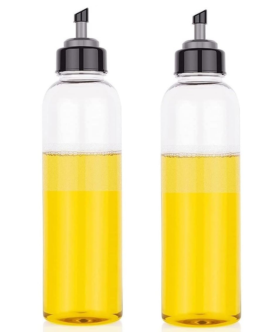 Clazkit Plastic Oil Dispenser Bottle 1 Litre with Easy Pour Spout | Leakproof Kitchen Oil Container | Multipurpose Cooking Oil Storage Bottle for Oil, Vinegar & Sauces | pack of 2
