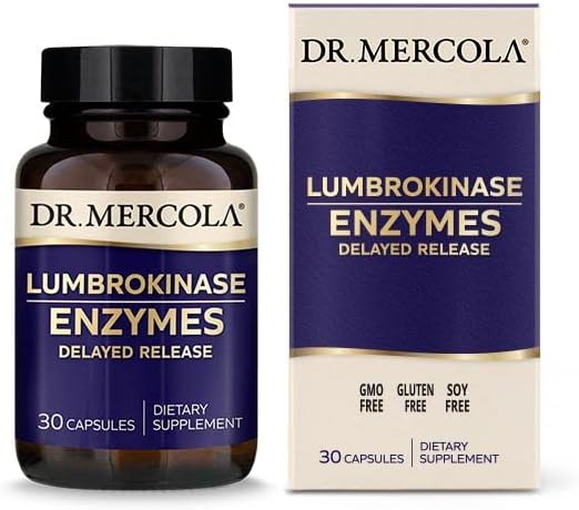 Dr. Mercola Lumbrokinase Enzymes Delayed Release, 30 Servings (30 Capsules), Dietary Supplement, Supports Cardiovascular and Cognitive Health, Non-GMO