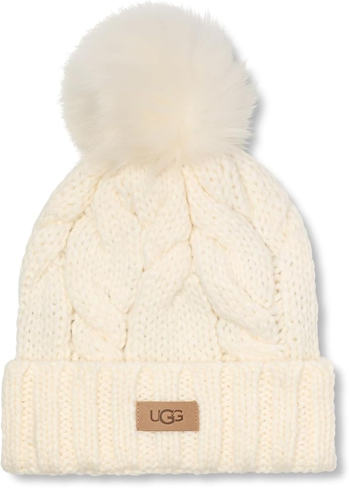 Amazon | UGG レディース ケーブルビーニー ポンポン付き, ニンバス Amazon | UGG レディース ケーブルビーニー ポンポン付き, ニンバス