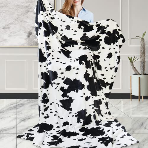 50X60In Cow Print Blanket Soft Fleece Throw Blanket Warm Plush Dog Blankets Lightweight Cozy Blanket Washable Home Décor Cow Print Throws For Adult Sofa Bed Couch Bedroom Living Room Dorm Room #TOP21
