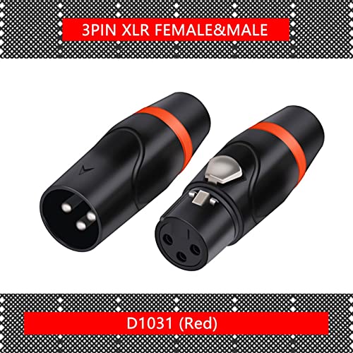 Conector XLR de 3 pines negro y rojo para cable de iluminación de señal de vídeo D1031 3