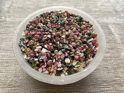 Image of GAF TREASURES 2 oz Lot Natural Semi Tumbled Gemstone Chips, Crushed Mini Crystals, Undrilled Crystal Chips (Rainbow Tourmaline)