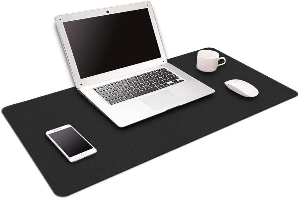 Mouse Pad Desk Pad WORK Couro Ecológico KingPad… (70x30cm, Preto