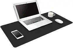 Mouse Pad Médio 70x30cm KingPad Couro Ecológico Preto – Desk Pad Antiderrapante para Escritório, Home Office e Estudo – Tapete de Mesa Resistente à Água