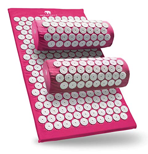 Bed of Nails Original Acupressure Pillow and Mat Bundle, Pink