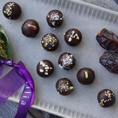 Odilia Bio Dattel-Pralinen – Vegan & ohne Zusatz von raffiniertem Zucker | 5 Sorten mit exotischen Aromen | Glutenfrei, laktosefrei, palmölfrei | Handmade in Germany