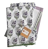 TARAN LIVING Tea Towels for Kitchen, Block Print White & Lilac Dish Towels for Kitchen, Kitchen Towe