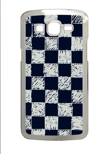 Blue and white checkered background Polycarbonate Hard Case Cover for Samsung Grand 2/7106 Transparent