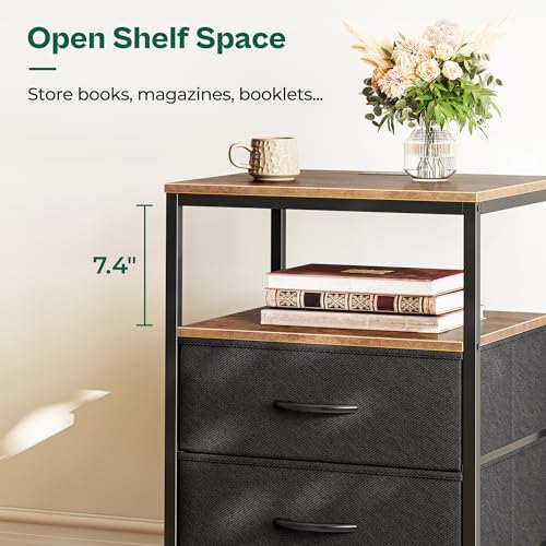 Image of Huuger Night Stand with Charger Station, 27.7 Inch Tall Nightstand