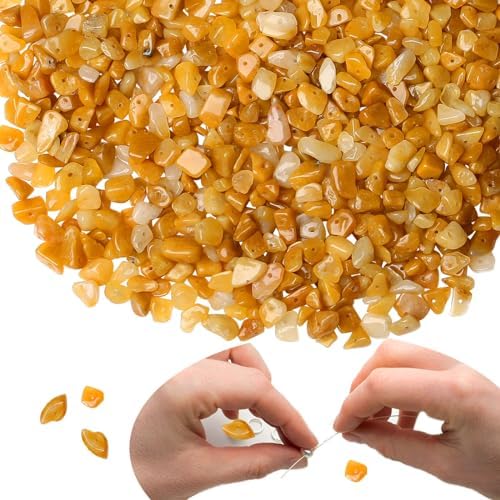 XIANNVXI 400pcs Gelb Aventurin Kristalle Perlen zum Auffädeln Kristall Steine Natürlichen Perle für Armbänder Schmuck Machen Crafting Unregelmäßige Gebohrt DIY Edelsteine 5-8mm