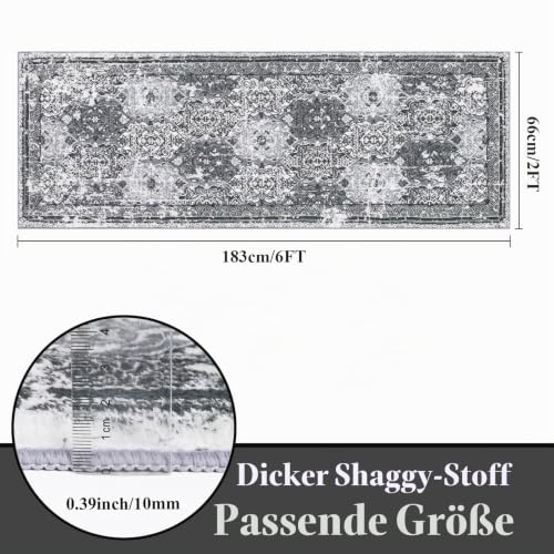 Enyhom Läufer Flur rutschfest 66 x 183cm Flauschig Weich Langer Teppich Schlafzimmer Kurzflor Küchenläufer Waschbar Bettvorleger für… – Ansicht 7