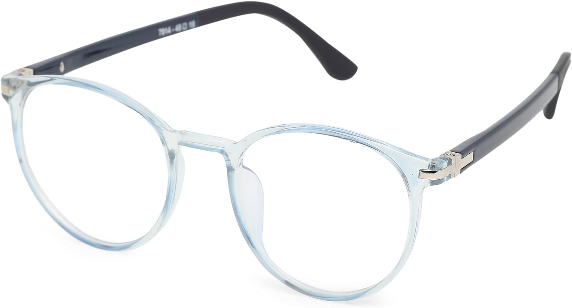 Vast® Unisex Round Blue Cut Anti Glare UV Protection Full Frame Spectacles Glasses For mobile, Laptop, Tablet, Computer - (Zero Power) (7914) (Transparent/Blue)