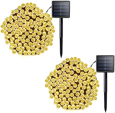 SOCO Solar String Lights, 72ft 200 Led Holiday String Lighting Outdoor Solar Patio Lights Fit Christmas Garden Wedding Party Landscape (Warm White-2 Pack 400 LED)