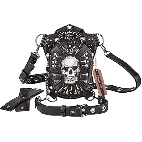 Chikencall® Gothic Steampunk Waist Bag Multi-functiona Drop Leg Pack Hip Belt Arm Bag Pack Waist Shoulder Fanny Packs Purse Pouch Bag Messenger Bag Black Cover