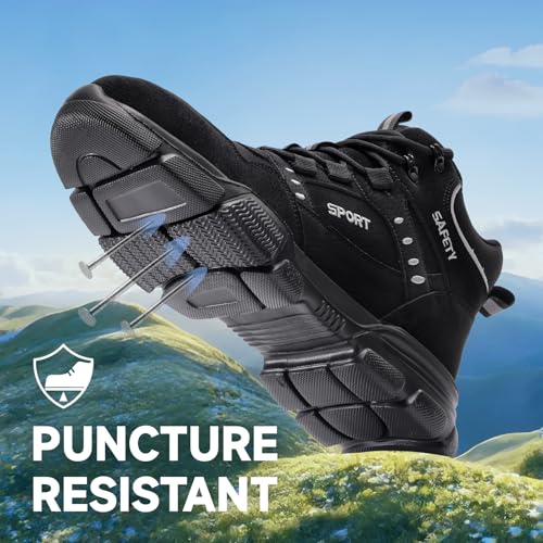 Work Boots for Men Waterproof Steel Toe Shoes for Men Lightweight Steel Toe Boots Comfortable Safety Boot Industrial Construction Boot Work Utility Shoes High Top Indestructible Shoe3