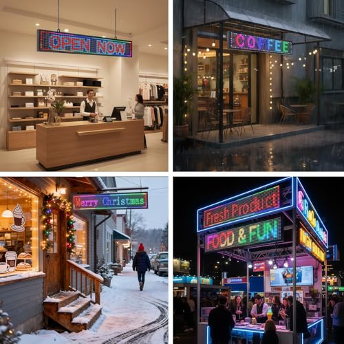Image of Programmable Scrolling LED Signs WIFI Control for Businesse, P10 Outdoor Sign Custom Message Board Digita Display Advertising Screen, RGB Full Color High Brightness Led Signage 39 inchX8 inch
