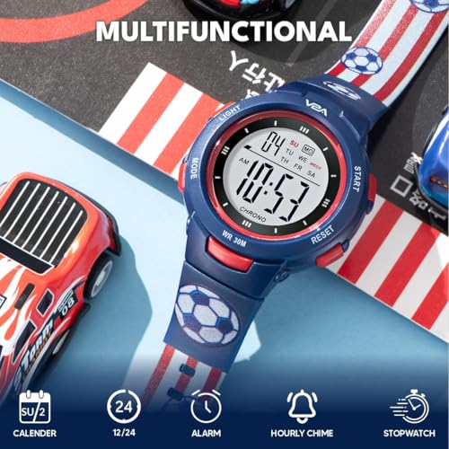 Image of V2A Kids Watch - Waterproof Multi-Functional Digital Sports Watch for Ages 5-13, 30M Water Resistance, Gift for 5-10 Year Olds