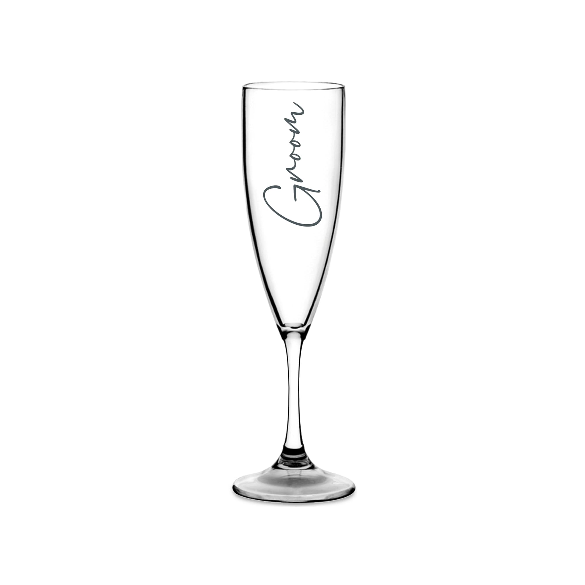 Print Maniacs Champagne Premium Clear Flute Glass Bride Groom Mr Mrs Wedding Maid Honour Wine Cocktail Prosecco Celebrations Gift (Grey, Groom)