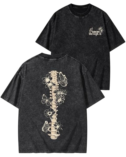 Grow Through It Printed Women's Gym Shirt - Novelty and Fun Design, Washed Heavyweight Cotton Gym t-Shirt