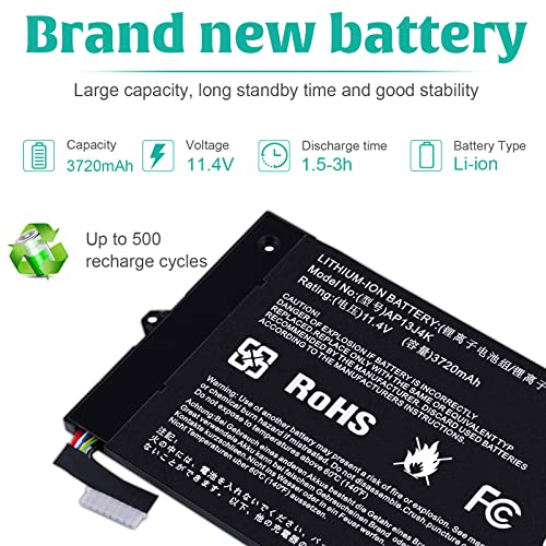Image of ASUNCELL 3720mAh AP13J4K Battery for Acer Chromebook 11.6 inch C720P C720 11 C740 Sesies C720P-2666 C720-2800 C740-C3P1 C740-C4PE KT.00304.001 KT.00303.001, 11.4V 4-Cell (2.5cm Short Cable)