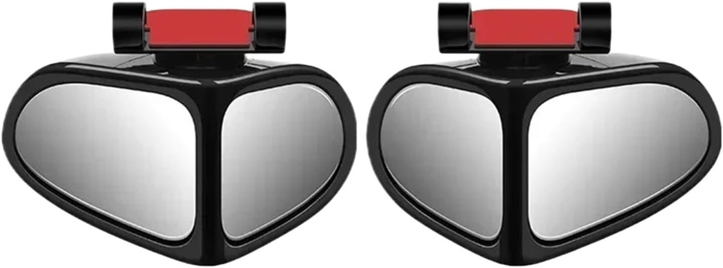 360° Adjustable Car Blind Spot Mirror – Wide Angle Auxiliary Rearview Mirror – Black & White Colors(Black)