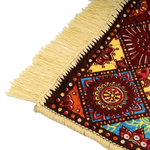 Kuber Industries Velvet (Pack of 2) Prayer Mat | 24x24 Inch Pooja Aasan for Sitting | Small | Meditation Carpet | Aasan Mat for Pooja, Mandir | Rangoli Square-Multicolor