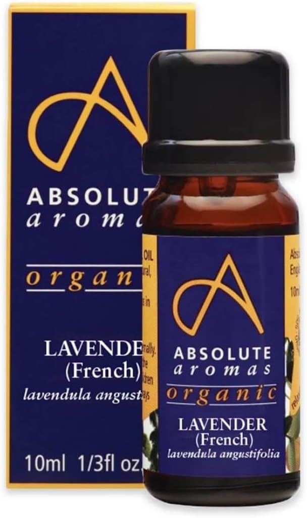 Absolute Aromas Organic Lavender Essential Oil 10ml - 100% Pure, Natural, Vegan, Undiluted and Cruelty-Free - for use in Diffusers, Oil Burners and Aromatherapy Blends