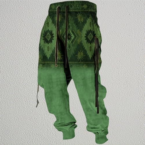 Mens Western Sweatpants Baggy Aztec Print Cargo Cowboy Joggers Elastic Waist Drawstring Pants with Pockets 20242