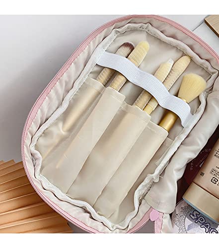 Miniatura 4 de Bolsa de maquillaje floral kawaii, bolsa para cosméticos y cosméticos, bolsa de viaje estética, organizadora de bolsa de aseo acolchada de hadas